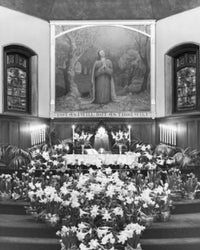 Easter Lilies and Burning Candles Poster Print showcasing tranquility and devotion.