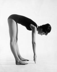 Young woman exercising side profile poster print