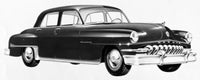 Close-up of a 1952 De Soto Custom Poster Print showcasing classic car design.