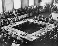 High angle view of the Big Four Conference in Geneva, Switzerland, July 1955 poster print.