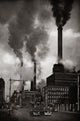 Smoke Emitting from Smoke Stacks Poster Print showcasing industrial landscape.