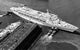 High angle view of a cruise ship docked at New York Harbor