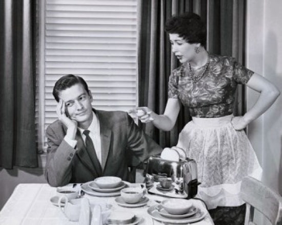 Young Man Ignoring His Wife's Conversation Poster Print