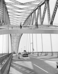 Construction Worker on Bridge Poster Print