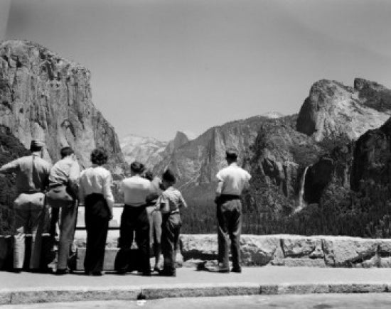 Yosemite National Park poster print featuring El Capitan and Bridal Veil Falls.