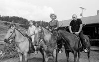 Family with one boy on horses poster print, vibrant and heartwarming
