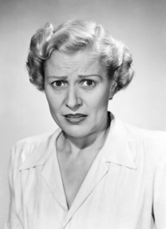 Portrait of Senior Woman with Frowning Forehead Poster Print