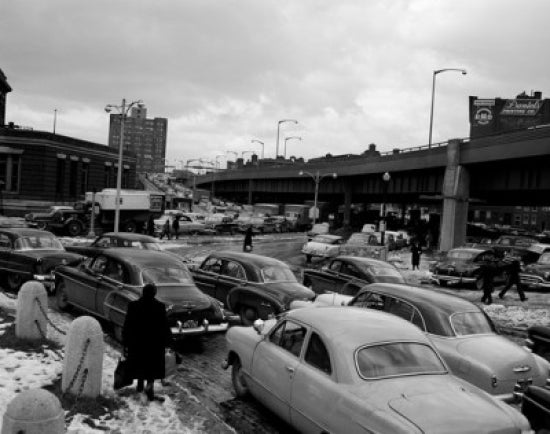 Boston street scene poster print showcasing urban landscape.