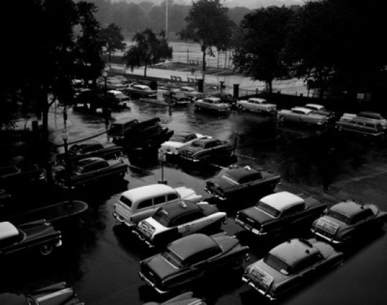 Boston Cars on Parking Poster Print showcasing urban city life.