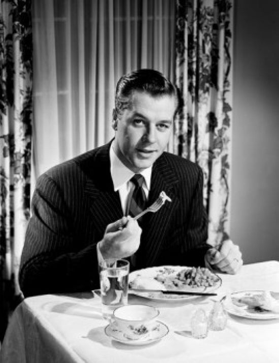 Man Eating Dinner Poster Print for home decor