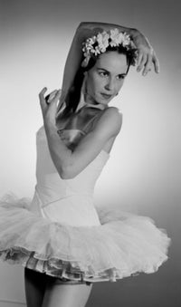 Portrait of ballet dancer posing poster print showcasing elegance and grace.