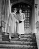 Couple Walking Down Front Stoop Steps Poster Print showcasing love and companionship.