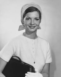 Portrait of a Young Woman Holding a Bag Poster Print