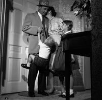 Mother and Children with Father in Entrance Hall Poster Print