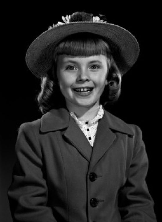Portrait of elegant girl wearing hat poster print.