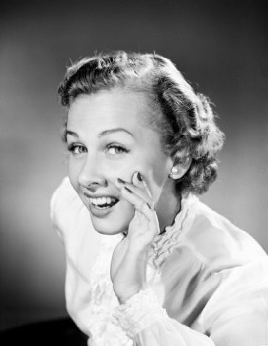 Portrait of Young Woman Whispering Poster Print