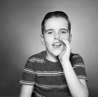 Portrait of Boy Shouting Poster Print - vibrant art for kids' rooms