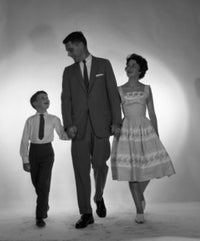 Portrait of Family with One Son Walking Arm in Arm Poster Print