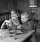 Two Boys Repairing Machine Poster Print artwork for children's rooms