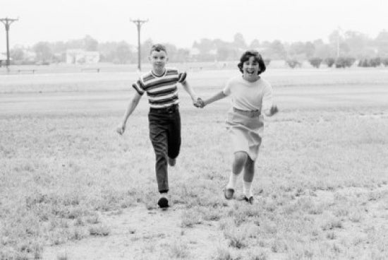 Children Running Poster Print showcasing joyful moments of childhood.