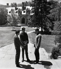 Students Standing in Front of College Building Poster Print