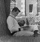 Student Learning Under Tree Poster Print showcasing nature and education.