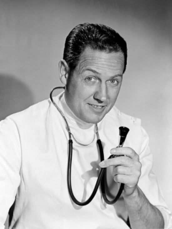 Portrait of a Mature Male Doctor Poster Print on heavy-stock paper.