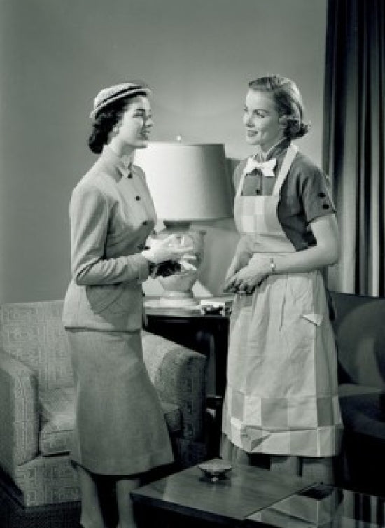 Elegant Woman Talking to Maid Poster Print showcasing human interaction.
