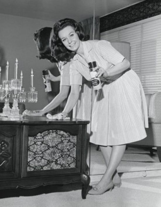 Portrait of a Young Woman Polishing Furniture Poster Print