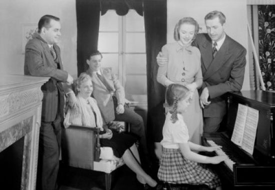 Family Listening as Girl Plays Piano Poster Print