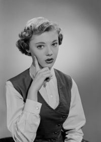 Portrait of Young Woman with Hand on Chin Poster Print