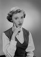 Portrait of Young Woman with Hand on Chin Poster Print