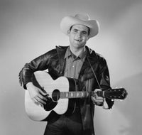Portrait of a young country musician poster print showcasing vibrant colors.