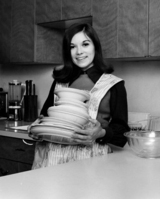 Portrait of a Young Woman Holding Dishes Poster Print