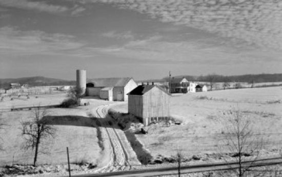 Winter on Farm Poster Print showcasing serene Pennsylvania winter landscape.