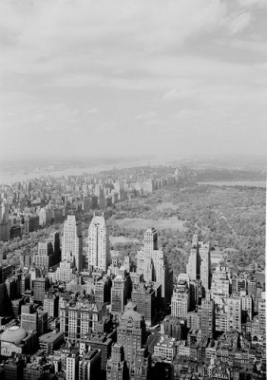 New York City Roof View Poster Print showcasing Central Park and Upper Manhattan skyline.