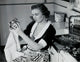 Young woman polishing silver - elegant art poster print