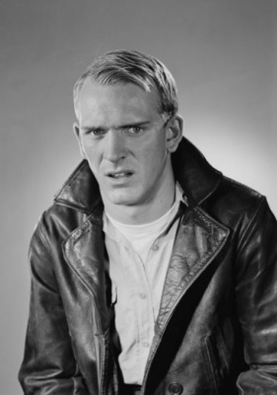Portrait of Young Worried Man in Leather Jacket Poster Print