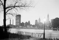 Midtown Manhattan skyline poster print at dusk featuring United Nations buildings.