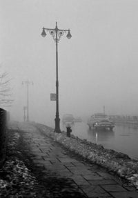 Foggy view of First Avenue in New York City, urban landscape poster print.