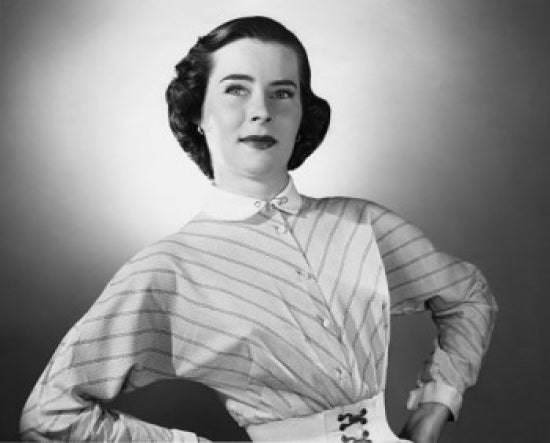 Close-up of a young woman smiling poster print