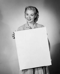 Portrait of a Young Woman Holding a Blank Placard Poster Print