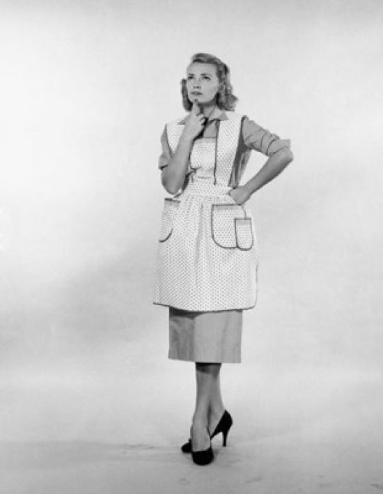 Poster print of a thoughtful young woman standing with hand on chin