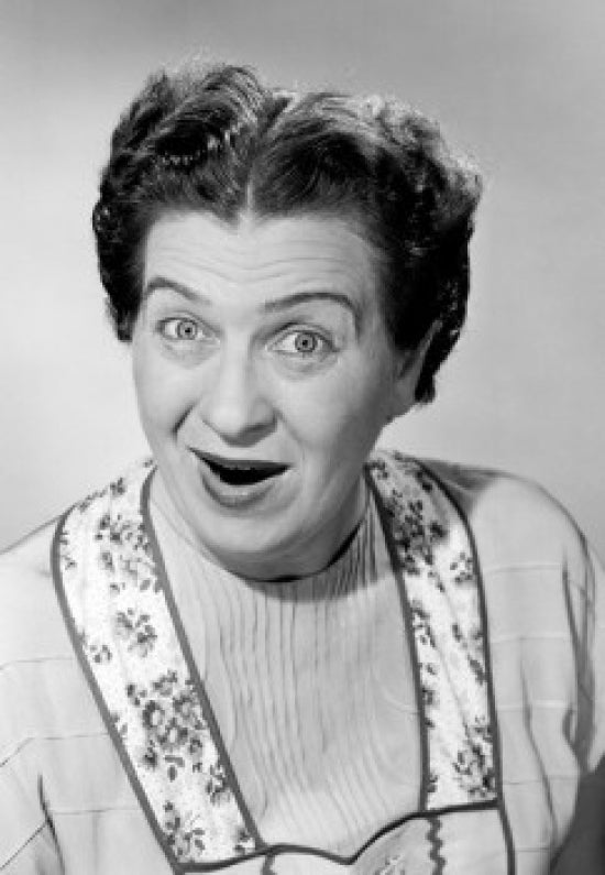 Surprised woman studio portrait poster print
