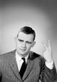 Portrait of Young Man Winking and Showing Peace Sign Poster Print