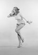 Funny costume whispering young woman poster print.