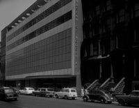 Poster print of Manhattan's Museum of Modern Art, showcasing urban art scene.