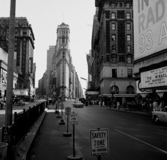 Times Square New York City poster print showcasing vibrant city life.