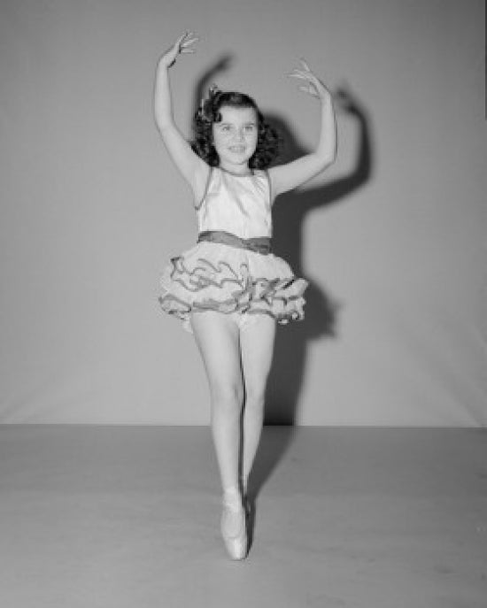 Girl in Tutu Ballet Dancing Poster Print showcasing a young ballerina in mid-performance.