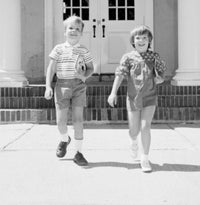 Children Leaving School Carrying Books Poster Print